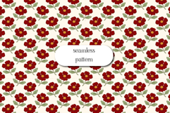 Red Floral Seamless Pattern, Vintage Flower Repeat Design Product Image 1