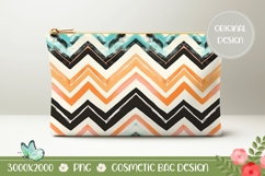 Yellow Zig Zag Cosmetic Bag, Abstract Cosmetic Bag Product Image 1