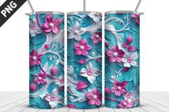 3D Flowers Tumbler Wrap | Sublimation Design | Tumble PNG Product Image 3