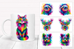 Rainbow Animals Mug Bundle. Colorful Animals Sublimation Product Image 9