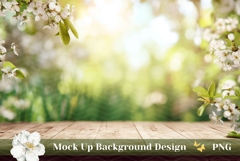 Flowers Background Mockup, Wooden Table Background PNG Product Image 1
