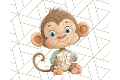 Zoo Monkeys Clipart, Cute Cartoon Jungle Monkeys PNG Product Image 2