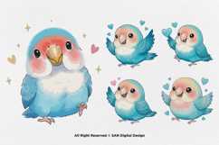 15 Bundle Watercolor Blue Love Bird Cute Kids Flying Wings Product Image 6