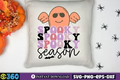 Spooky season SVG, Halloween SVG, Reto Cute Ghost SVG Product Image 2