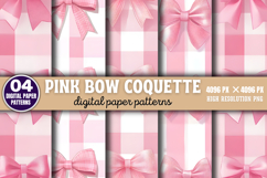 Pink Bow Coquette Digital Paper Background PNG Product Image 1