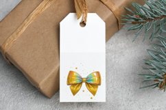 Holographic Gold Glitter Coquette Bow Clipart Product Image 5