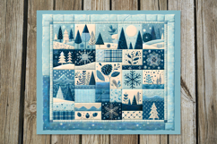 Xmas patchwork landscape | Skinny tumbler sublimation design Product Image 2