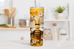 Cute 3D Yellow Bee Tumbler Wrap Sublimation Product Image 3