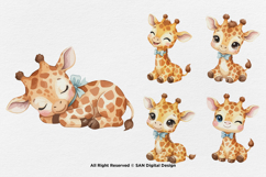 15 Bundle Watercolor Cute Giraffe Animal Wildlife Sticker Product Image 6