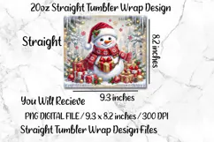 Christmas Snowman 20 OZ Skinny Tumbler Wrap Sublimation Png. Product Image 5