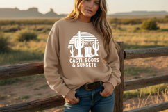 Cacti Boots Sunsets Svg, Western Cowgirl Svg, Desert Western Product Image 6