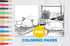 Cat on the keyboard Coloring Pages | Coloring book Product Image 1