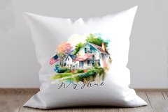 USA american house watercolor clipart Product Image 6