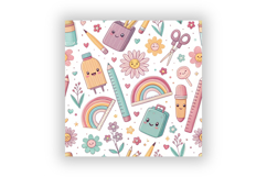 Cute Back to School Digital Paper, Seamless Kawaii Pattern Product Image 6