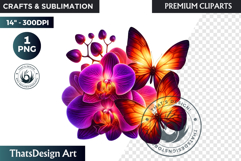 Tropical Butterfly &amp; Flower Clipart: Vibrant floral PNG Product Image 1