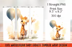 Watercolor Giraffe Tumbler Wrap|PNG Sublimation. Product Image 2