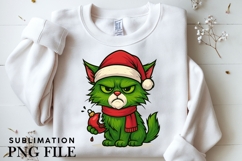 Funny Christmas green cat png design for T-shirts Product Image 3