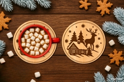 Winter Coffee Coaster Laser Cut | Drink Coaster | SVG Product Image 1