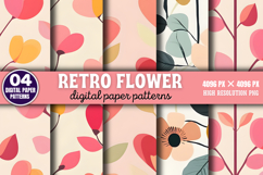 Retro flower pattern floral Digital Paper Background Bundle Product Image 7