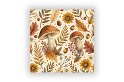 Cottagecore Mushroom Wildflower Paper, Seamless Watercolor Product Image 6
