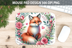 Watercolor Foxes Mouse Pad Sublimation - Valentines PNG Product Image 1