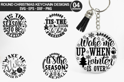 Round Christmas Keychain SVG Design - Wake me up when winter Product Image 1