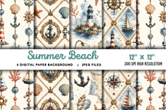 Summer Beach Ocean Waves Background JPG Product Image 1