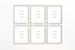 Digital set of 6 8x10 frames, thin wooden frame mockup, PSD Product Image 1