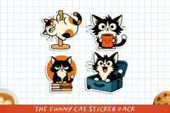 Cute &amp; Funny Cat Printable Stickers, PNG. Product Image 1