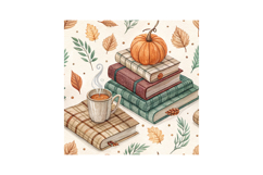 Autumn Book Stack Cottagecore Digital Paper, Seamless Product Image 6