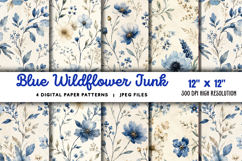 Blue Wildflower Junk Journal JPG Product Image 1