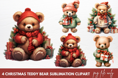 Christmas Clipart Christmas Teddy Bear Clipart Sublimation Product Image 1