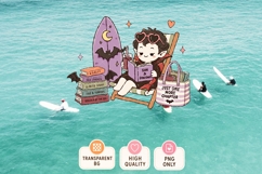 Vampire Beach Book Club Clipart Halloween PNG Bundle Product Image 5