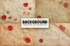 Vintage Paper Heart Wax Seal Background Product Image 1