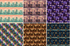 Lofi Night Cityscape Digital Paper,Cozy Anime City Pattern Product Image 6