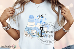 Blue Just Married Wedding PNG Bride Clipart Design Product Image 2