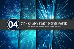 Cyan Galaxy Blast Digital Paper Product Image 1