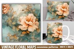 Vintage Floral Maps Seamless Patterns Backgrounds, Product Image 1