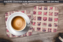 Valentine Coaster Sublimation, Valentine Coaster PNG Design Product Image 1