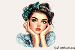 Vintage Retro Girls Clipart PNG Product Image 1