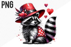 Valentine Raccoon Sublimation PNG - Valentine Clipart Design Product Image 1