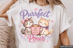 Purrfect Pour Cat PNG | Cute Coffee Lover Kitty Design Product Image 1