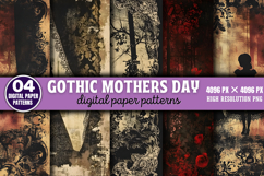 Gothic Mothers Day Digital Paper Bundle PNG Product Image 7
