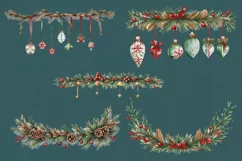 Christmas Spruce Decor 5 Watercolor Cliparts PNG sublimation Product Image 3