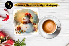Christmas snowman Square Coaster sublimation,Snowman Coaster Product Image 1
