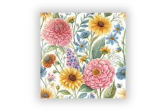 Preppy Summer Floral Digital Paper, Seamless Watercolor Product Image 6