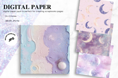 Moon Star Cloud Watercolor Background Digital Paper Pattern Product Image 1