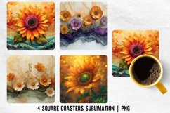 Florals Sqaure Coaster Sublimation Design| Coaster Design Product Image 1
