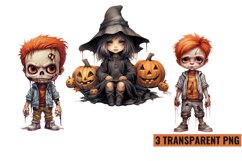 Watercolor Cute Halloween Clipart Sublimation , PNG Product Image 1