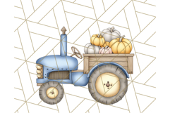 Fall Tractor Clipart PNG, Vintage Tractors With Pumpkins Product Image 2
